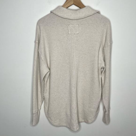 Aerie Womens Waffle Knit Pullover Sweater XS Beige Neutral Loungewear Cozy - Picture 7 of 10